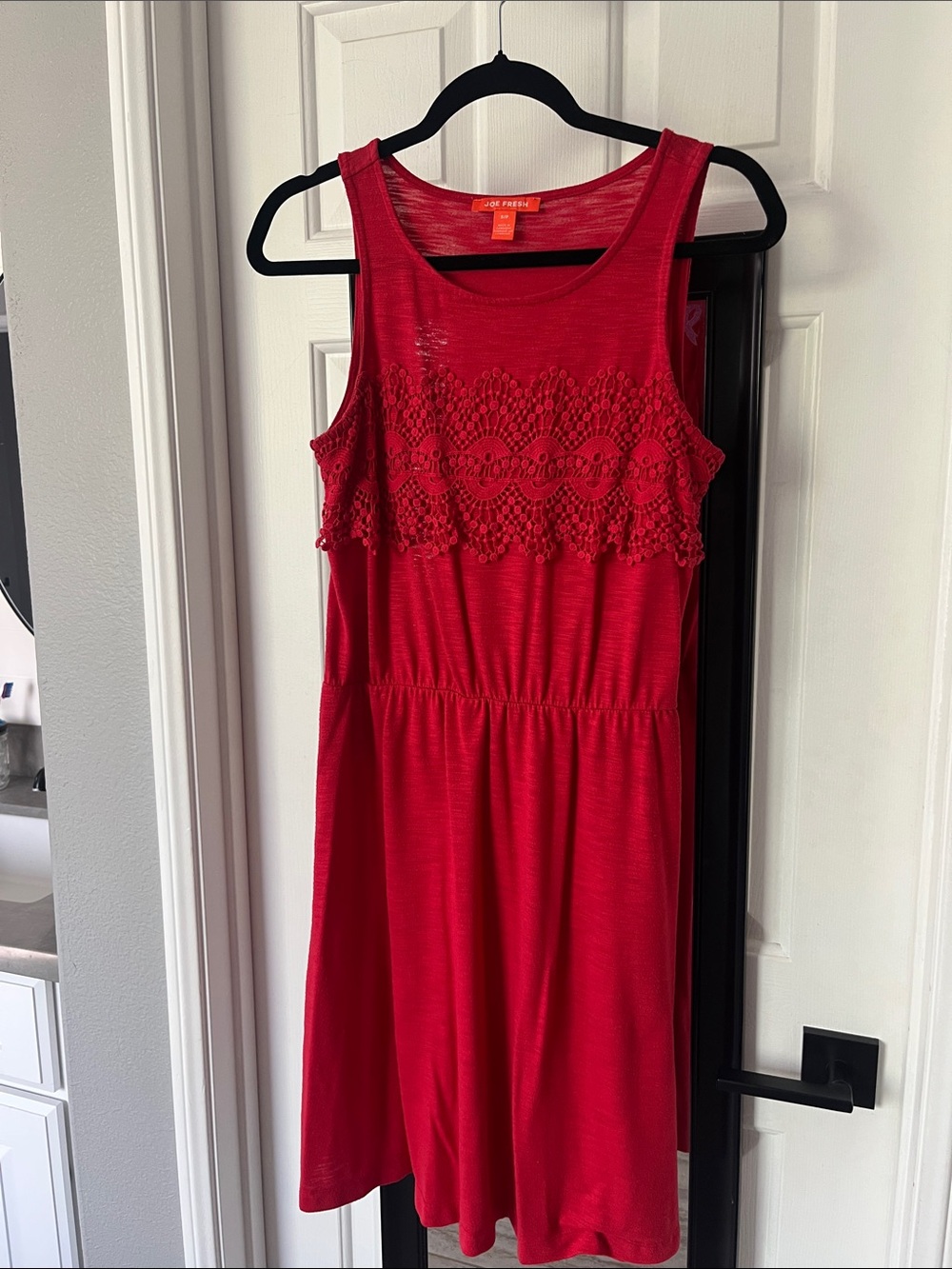 Joe Fresh Red Crochet-Trim Sleeveless Dress